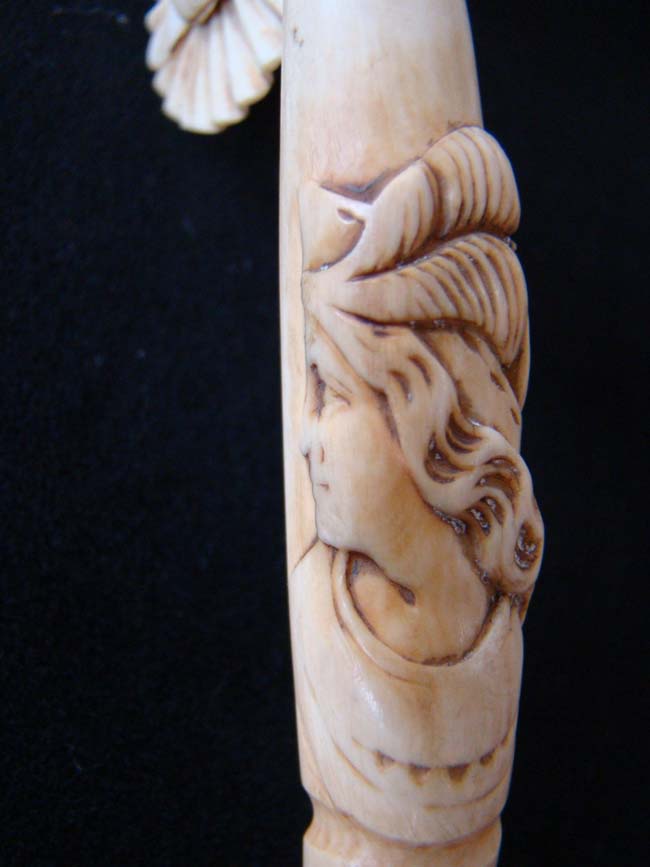 A patriotic motif sailor carved ivory Pie Crimper with a bust of 'Lady Liberty' circa 1875 — image 2